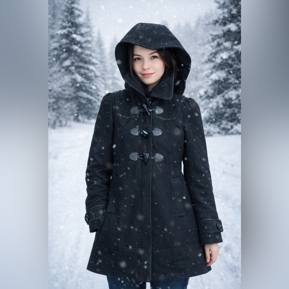 Guess Womens wool winter jacket/coat Sz Medium black